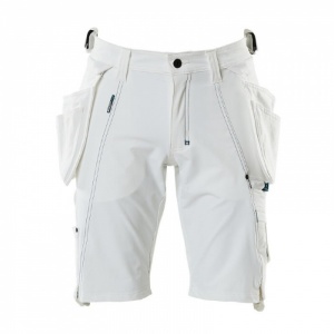 Mascot Advanced Lightweight Stretch Men's Work Shorts with Holster Pockets (White)